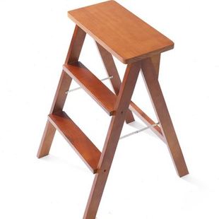 实木梯凳家用折叠梯凳厨房高板凳折叠凳子三步登高小梯子吧台