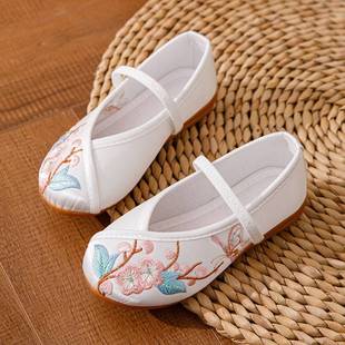 女童中国风演出鞋 六一儿童节古装 古风 夏季 汉服鞋 表演布鞋 子绣花鞋