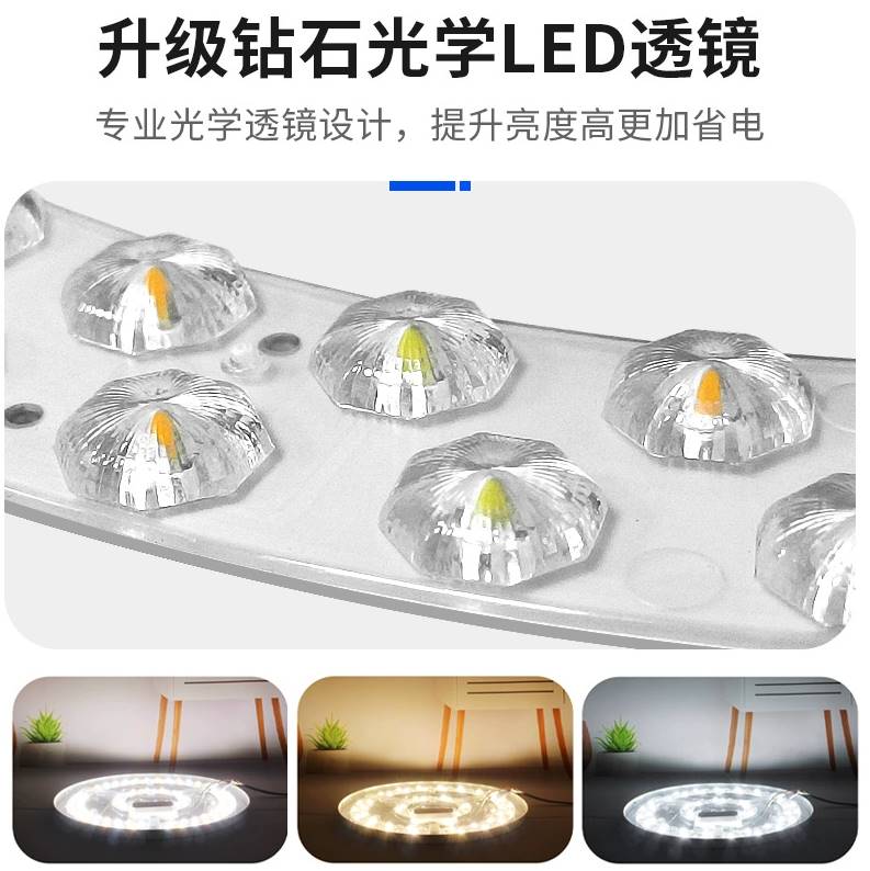 吸顶灯led灯芯透镜光源灯盘灯板改造板家用节能模组替换圆形环形