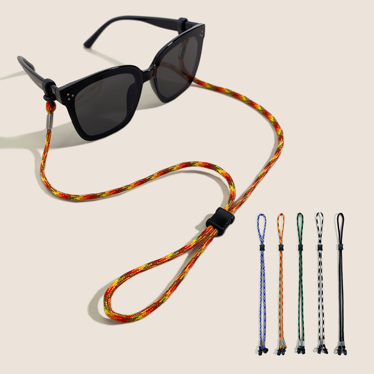 运动太阳眼镜挂绳七芯伞绳多色现货亚马逊防滑挂脖眼镜绳扣可调节