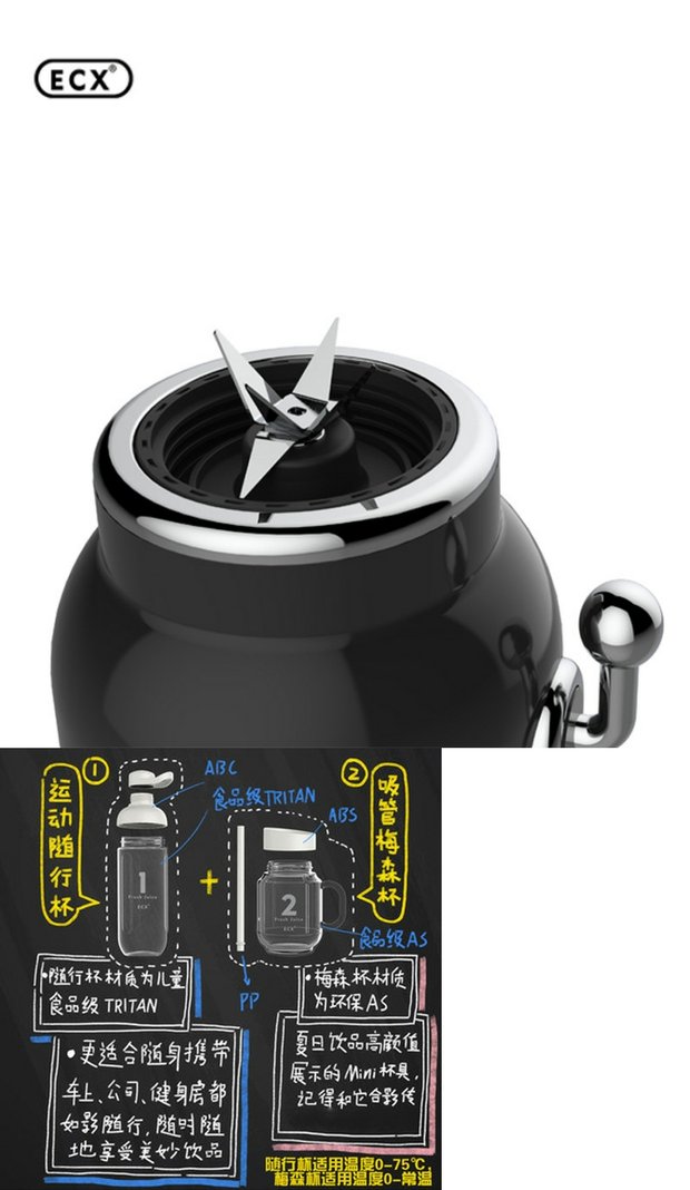 定制ECX 水果碰碰机 电动榨汁机 手柄杯运动杯子刀头 官方配件