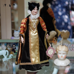 西洋古董殖民遗产娃娃美产收藏陶瓷手绘艺术摆件人形暗黑复古华丽