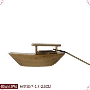 江南乌篷船可下水鱼缸水池造景微缩模型饰品纯手工迷你漂浮小木船