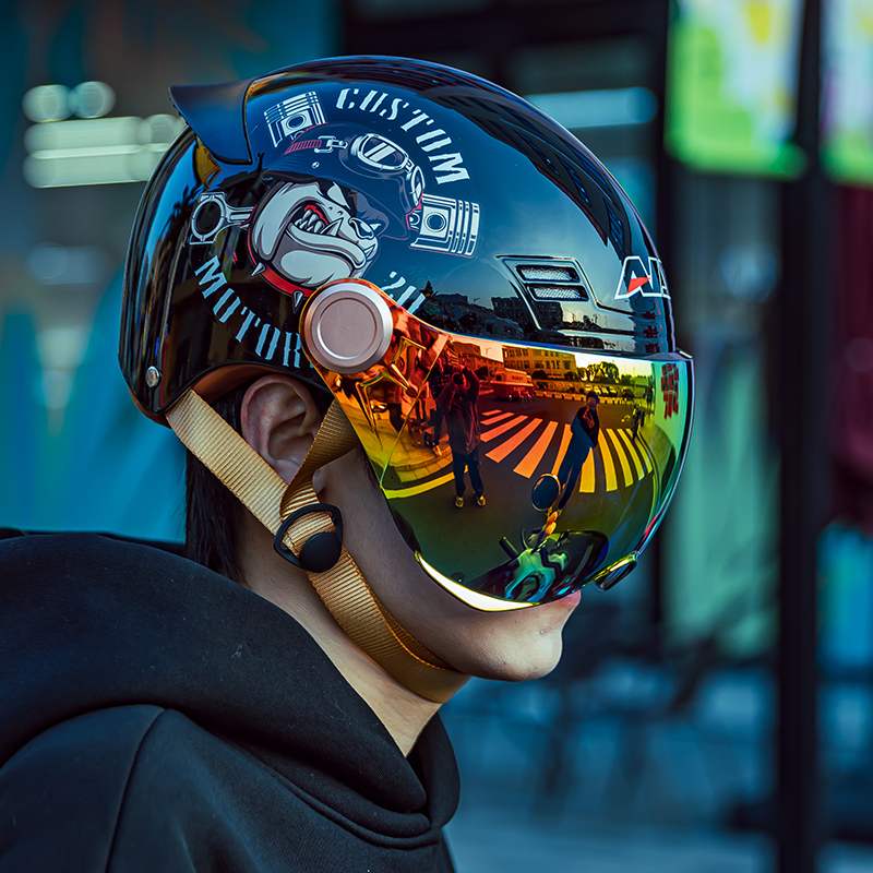 通用半盔安全帽电瓶车 男女士四季 艾狮3C认证电动车摩托车头盔夏季