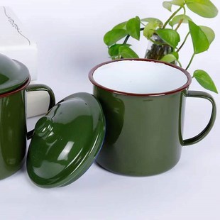 怀旧搪瓷杯泡茶茶缸老干部复古大容量水杯子 经典 优级带盖加厚老式