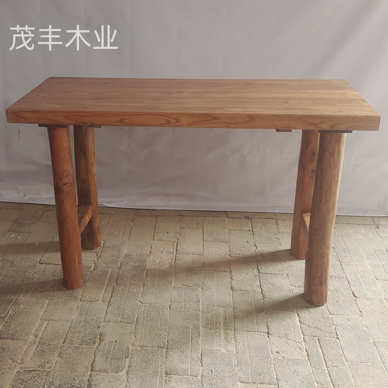 老榆木大板桌全实木餐桌长方形小户型家用简约书桌茶桌工作台定制