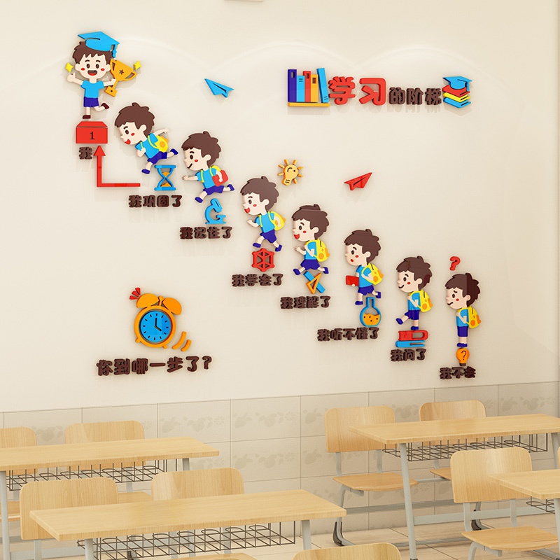 饰励志激励标语中小学校创意班级文化墙贴纸 阶梯教室布置装 学习