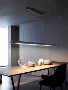 厨房吧台灯茶室 欧普一字餐厅吊灯现代简约长条餐桌灯极简2022新款