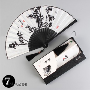 扇子折扇中国风男士 古风黑色小扇儿童随身便携折叠扇夏季 竹扇 女式
