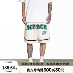 男夏季 美式 潮牌logo刺绣抽绳五分裤 运动篮球短裤 Achock官方店