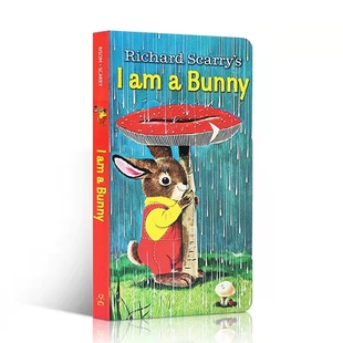 3岁幼儿童英语廖彩杏推荐 我是一只小兔子英文原版 bunny scarry故事纸板书彩0 绘本Richard 贴纸点读I