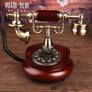 仿古复古实木电话机 创意办公固定固话欧式 悦旗电话机座机家用时尚