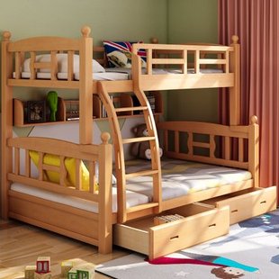 高低子母床成人上下床可拆分 榉木儿童实木双层母子床 升级版