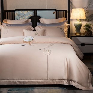 床上用品1.8 60支贡缎四件套全棉纯棉r中国风刺绣花被套床单新中式