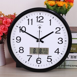 北极星创意时钟家用挂钟客厅静音带日历温度石英钟卧室简约钟表