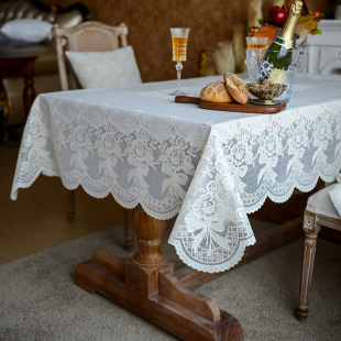 日系pvc餐桌布防水防油免洗桌垫蕾丝长方形家用茶几镂空桌布台布