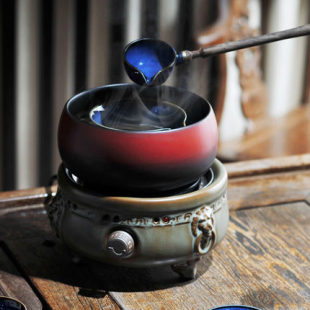 石魂黑檀木手柄过滤柴烧陶瓷煮茶器分茶勺子茶道煮茶勺分茶器茶勺