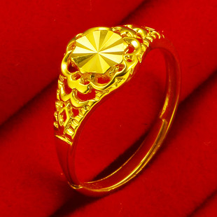 黄金戒指999足金色AU750纯金首饰不掉色真金送自己结婚送妈妈 新款