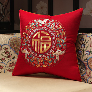 中式 刺绣抱枕沙发靠垫中国风红木家具靠枕套椅子腰枕床头靠背大号