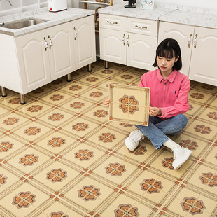 pvc地板小方块厨房瓷砖贴防水泥地直接铺自粘石塑自己铺加厚耐磨