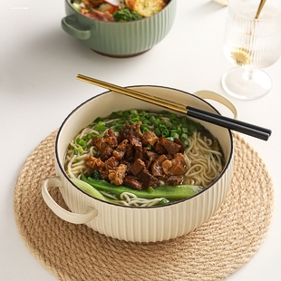 创意陶瓷碗吃面条碗汤碗防烫泡面碗沙拉碗家用学生宿舍碗单个 日式