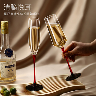 欧式 红杆香槟杯套装 创意水晶玻璃红酒杯高脚杯一对起泡酒杯礼盒装