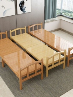 床家用成人硬板床实木床双人床午睡便携 竹床一米二折叠床一米五
