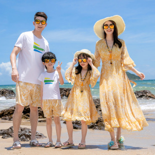 DM2359 一家三口母女装 亲子装 海边度假沙滩裙 悦海悦贝2023新款