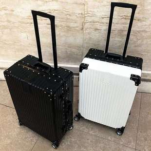 韩版 行李箱女拉杆箱男学生旅行箱万向轮皮箱子大容量密码 箱铝框款