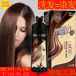 巧克力染流行色剂纯染头发膏植物遮白发神 染发剂泛色一支彩新款