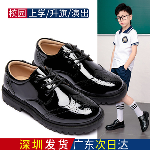 男童皮鞋 黑色软底新款 春秋 演出儿童英伦风学生男孩大童演出表演鞋