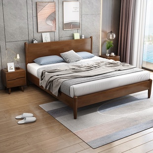 储 家具1.8米双人大床主卧1.5单人日式 定制实木床现代简约北欧风格