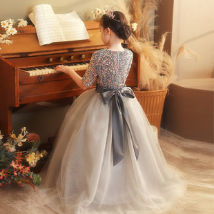 儿童礼服公主裙花童蓬蓬纱小女孩生日主持人女童钢琴演出服秋