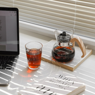isalt 手冲耐热玻璃壶茶壶 木柄咖啡壶 可电加热下午茶茶具 日式
