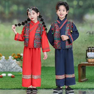 儿童广西壮族56个少数服饰苗族侗族男童女童演出服 三月三民族服装