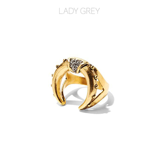 美国Lady 设计师款 小月牙指环欧美个性 首饰 Grey铜镀14k金戒指女