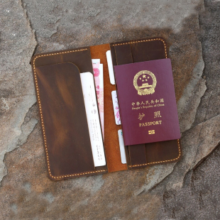 复古头层牛皮疯马皮护照出国机票钱包TW005S 单人护照本证件包美式