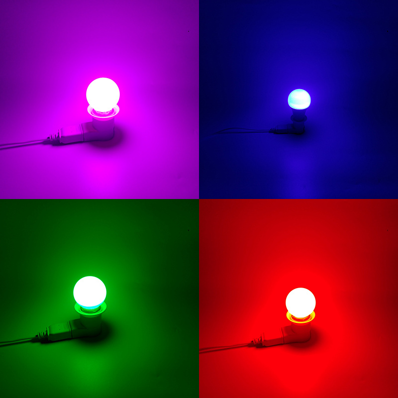 拍照补光灯彩色灯泡LED插座灯暖白黄蓝绿粉橙紫红光灯小夜灯灯笼