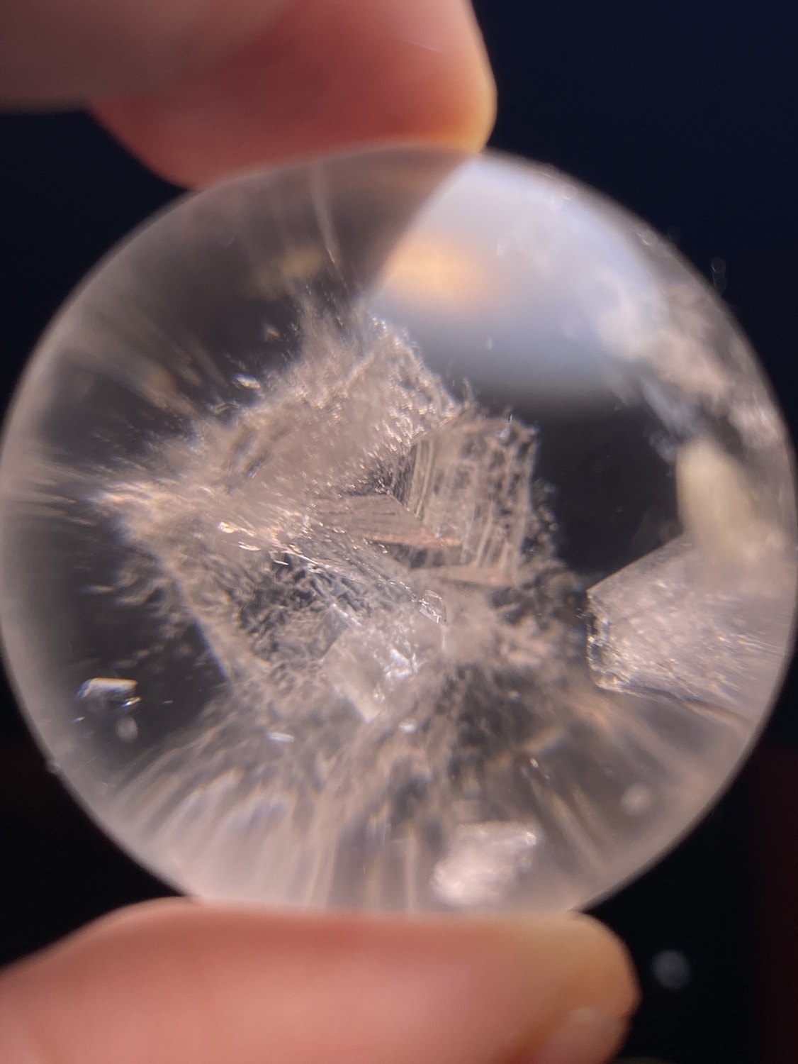水晶32mm晶中晶蓝针一物一图水晶球天然晶中晶水晶奇石 素朴