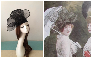爱德华时代淑女蕾丝扇面优雅高贵古董帽 私藏Vintage孤品 金与火