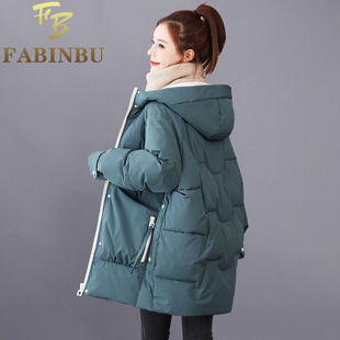 FABINBU 法宾布品牌棉服女中长款 小个子羽绒棉衣通勤 2021年冬新款