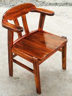椅长凳仿古雕花凳 碳化扶手实木靠背椅餐厅家用原木商用经济型整装