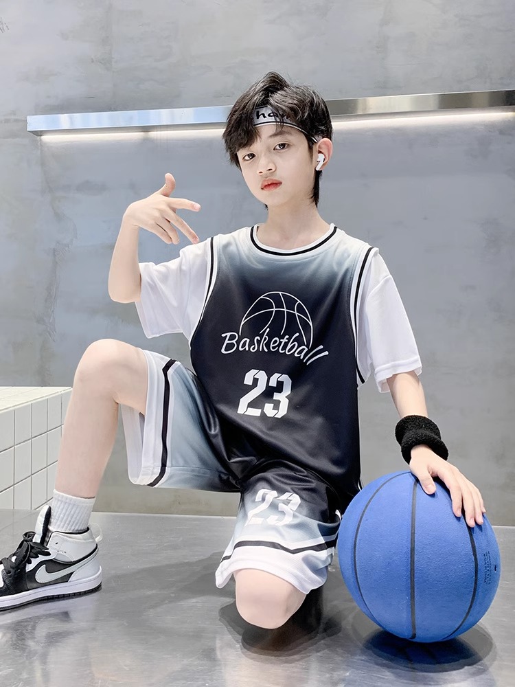 篮球服儿童夏季 男童夏装 潮 薄款 套装 运动速干球服男孩夏款 2023新款