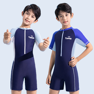 儿童泳衣男童2023新款 男孩温泉泳装 套装 中大童连体游泳衣学生泳裤
