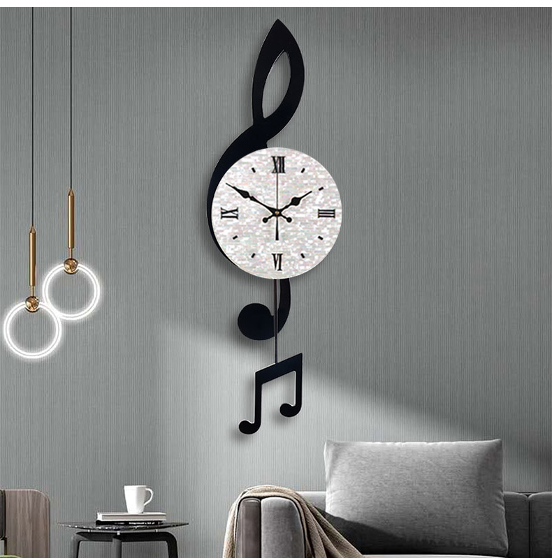 潮流创意轻奢家用2021网红时钟 音符挂钟客厅现代简约石英钟表时尚