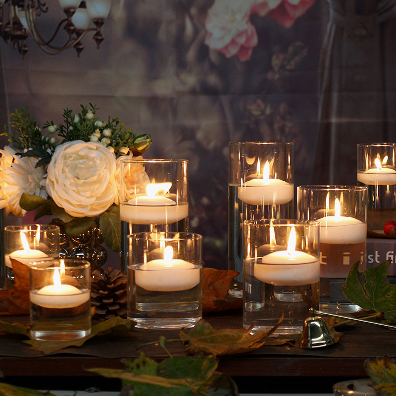 浪漫烛光晚餐漂浮蜡烛婚礼酒店餐厅宴会水浮蜡烛杯 玻璃烛台欧式