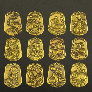 工艺品复古 黄铜钥匙扣创意十二生肖牌纯铜手工汽车挂件饰品个性