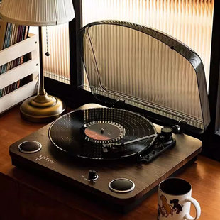 留声机蓝牙音响动磁唱头电唱机摆件木质送礼 LP黑胶唱片机复古欧式