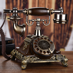 欧式 复古电话机座机家用仿古电话机时尚 转盘电话无线插卡 创意老式