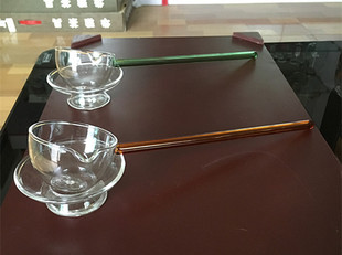 茶道配件 玻璃分茶勺子耐高温茶具台湾碗泡干泡法分茶勺玻璃勺日式